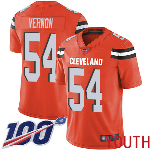 Cleveland Browns Olivier Vernon Youth Orange Limited Jersey #54 NFL Football Alternate 100th Season Vapor Untouchable->youth nfl jersey->Youth Jersey
